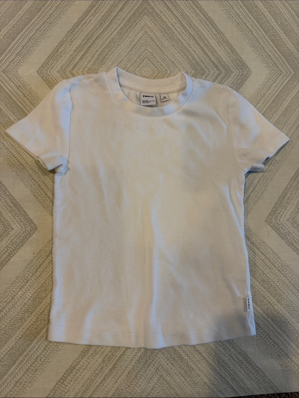 TNA White Ribbed Fitted T-Shirt Size XS